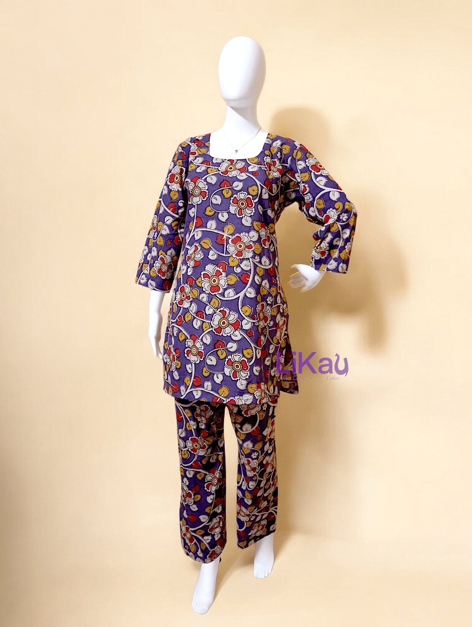 Likau Cord Sets Lilly Flowery Pure Cotton With Natural Colours Indian print set - Image 4