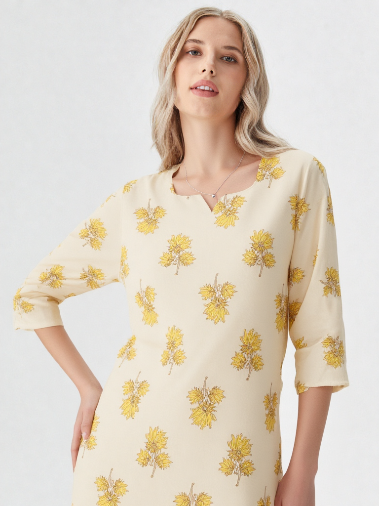 Likau Cord Sets leafy yellow  Pure Cotton With Natural Colours Indian print set - Image 3