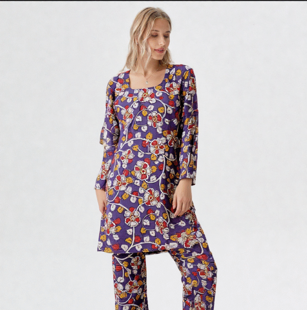 Likau Cord Sets Lilly Flowery Pure Cotton With Natural Colours Indian print set