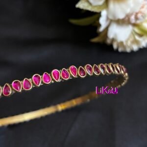 Likau Handmade Kundan Brass Hairband with Elegant teardrop design pattern - Image 2