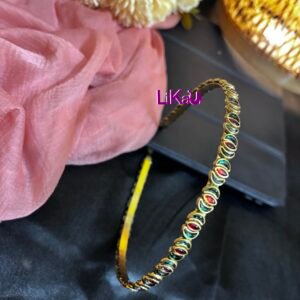 Royal Empress Brass Kundan Headband alternating deep green and ruby red kundan stones