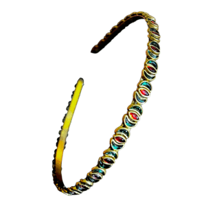 Royal Empress Brass Kundan Headband alternating deep green and ruby red kundan stones - Image 4