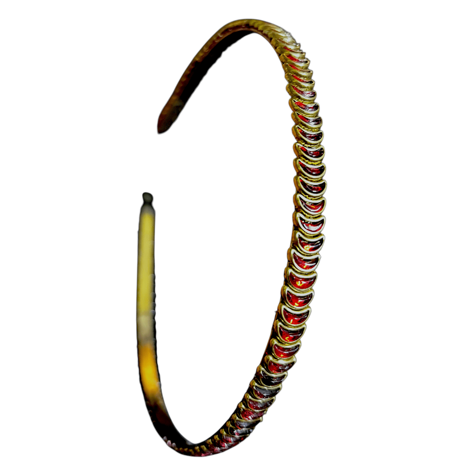 Crescent Bloom Brass Headband with Red Kundans - Image 3