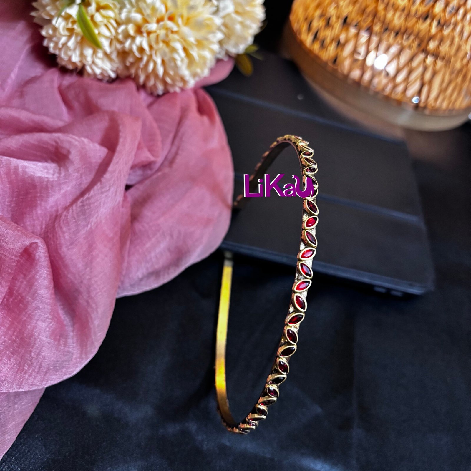 Scarlet Dewdrop Brass Headband - Image 1