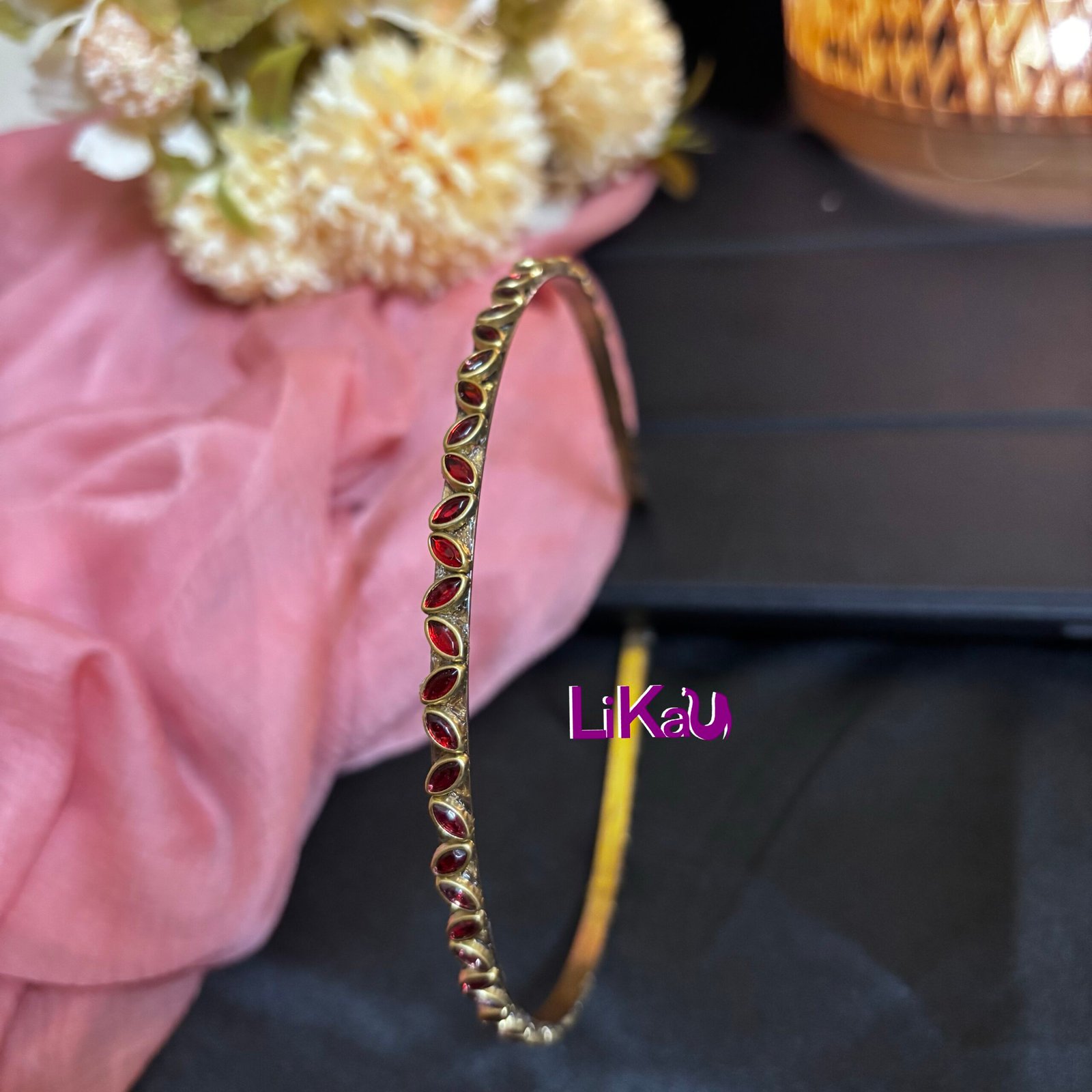 Scarlet Dewdrop Brass Headband - Image 3