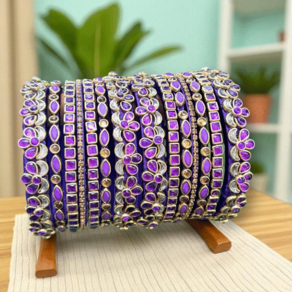 Royal Amethyst Blossom Thread Bangles