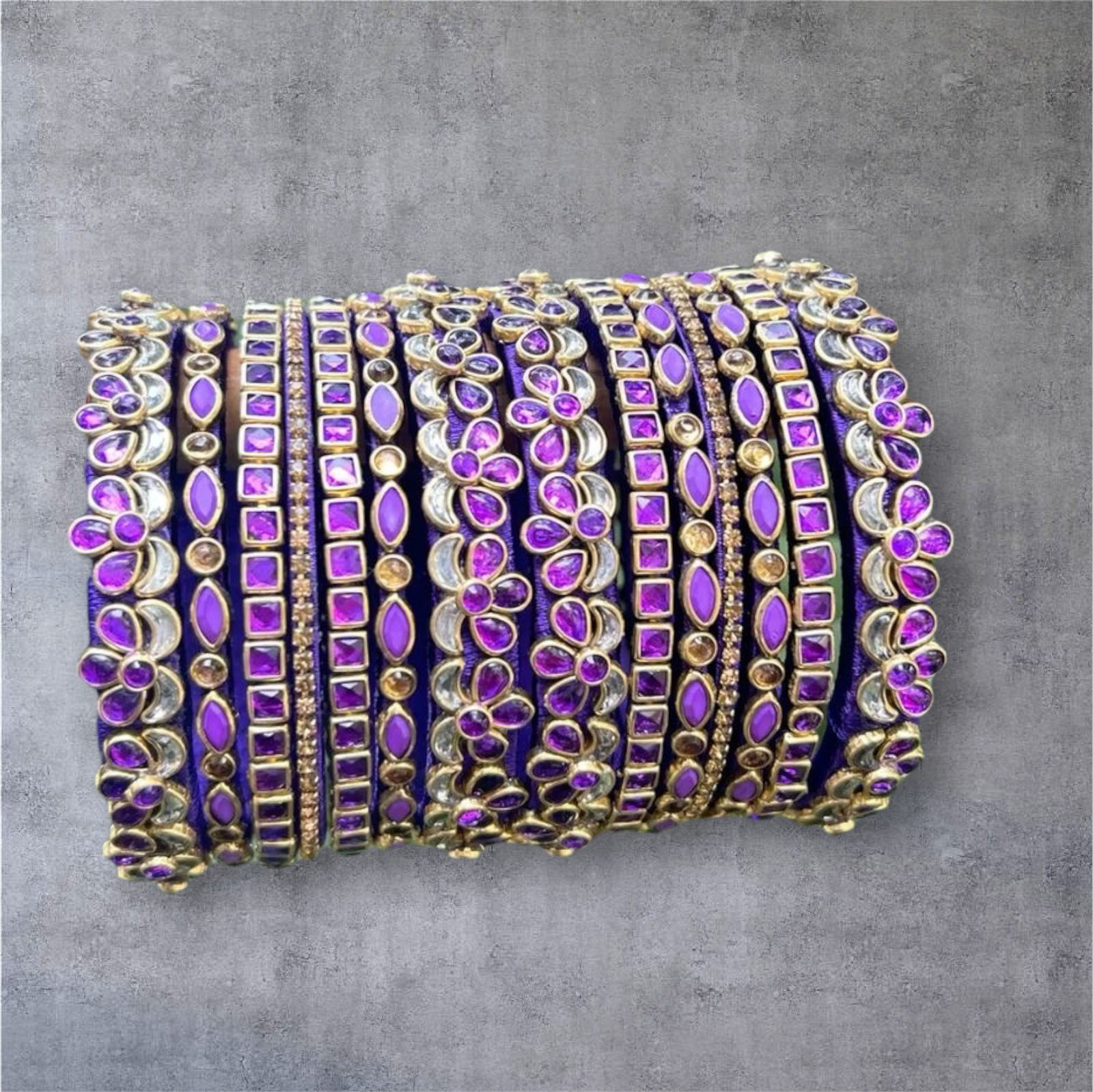 Royal Amethyst Blossom Thread Bangles - Image 2